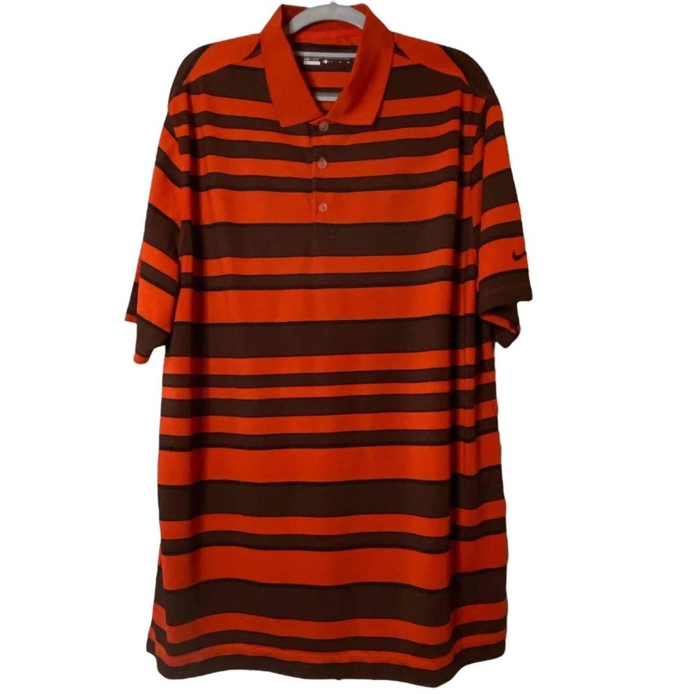 Nike Mens Orange‎ Breathable Lightweight Moisture Wicking UV Protection Polo XL